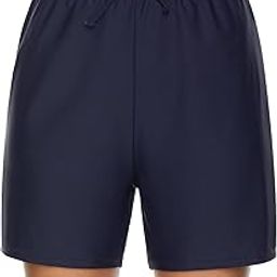Women's Swim Shorts High Waisted UPF50+ Bathing Suit Board Shorts Drawstring Waistband Swimsuit Bikini Bottoms-image-15