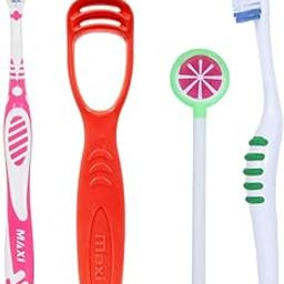 MAXI Oral Care Combo Of 3(1 Adult) Sensitive+ Manual Toothbrush & (1 Tc) 1 Number Tongue Cleaner & (1 Kids) Milky White Baby Toothbrush And Tongue Cleaner-Oral Hygiene Kit-11