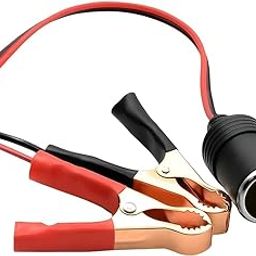 Cigarette Lighter Extension Cord, 12V-24V Female Car Cigarette Lighter Socket with 50A Battery Alligator Crocodile Clips Connector, Vehicle Battery Extension Charge Cable (Pack of 1)-10