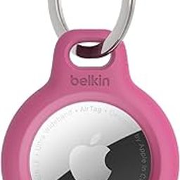 Belkin Polyethylene Terephthalate AirTag Case Secure Holder with Key Chain for Apple Air Tag Protective Cover with Advance Scratch Resistance - Pink Colour, Key Ring (F8W973)-32
