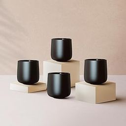LECTOR Noboru Origami Double Walled Ceramic Cup | 230ml Insulated Coffee Mug for Hot & Cold Coffee, Espresso, Tea & Drinks | 85mm Height | Stylish & Durable | Microwave Safe (Black, Pack of 4)-image-56