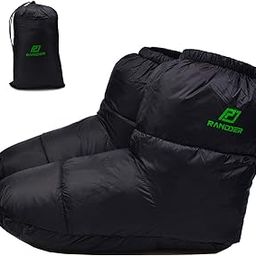 RANDDER Down Booties Warm Socks for Men & Women - Ultralight Sleeping Sock for Camp, Backpacking - Soft & Cozy Camping Sleeping Bag Tent Down Slippers Foot Warmer(Black/Large)-image-9