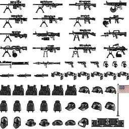 MaozyHomie 83 Pcs Weapons Pack Military, Toy Soldiers Figures US Army Battle Toy Set, Weapon Battle Building Blocks Compatible with Major Brand, 3 Years Old and up-image-91