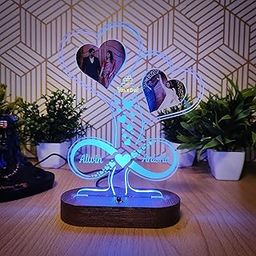 Acrylic Gifts N Craft Customized 3D Illusion Photo LED Couple Gift Lamp | Gift For Valentine, Marriage, Anniversary, Engegment, Husband Wife, Birthday, 22X18Cm (Multicolor)-12