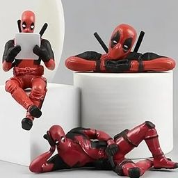 ZONTIC Deadpool PVC Action Figure Set – 3 Movable Joint Models for Desk, Home & Car Decor | Unique Superhero Decoration Collectibles (RED)-118