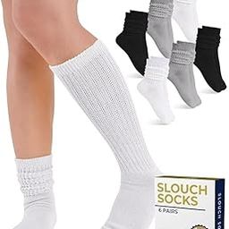 6 Pairs Knee High Slouch Socks for Women | Soft Scrunch Slouchy Socks | Multicolor Stylish & Cozy Socks-picture-53