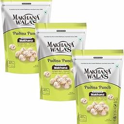 MAKHANA WALA'S Roasted & Flavoured Makhana (Foxnuts) | Gorgon Nut | Gluten Free Vegan Snacks | Healthy Diet Immunity Booster Snacks | Pudhina Flavored Makhana, Pack Of 3, 60G Each-image-3