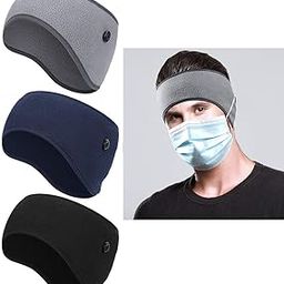 Thermal Headband with Buttons for Face Mask，Wool Thermal Headband with Button,Winter Ear Muffs Headband for Men Women for Running, Cycling,Skiing, Outdoors Sports-image-34