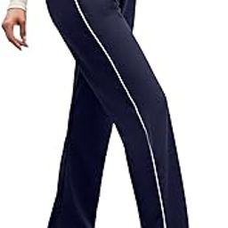 sakhwala Women's Athletic Sweatpants with White Piping, Drawstring Waist, Flared-picture-0