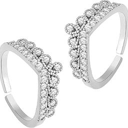 Rani Pink Green Cubic Zirconia Studded Fancy Toe Ring Adjustable Gold Plated Bichiya Fashion Jewellery-image-98