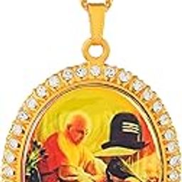 Brass Gold plated CZ studded Chattarpur bada mandir dungri waley Guru ji pendant chain necklace Men Women (PCNI8334)-image-36
