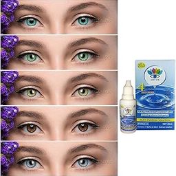 Combo Pack of 5 Pair Monthly Colored Contact Lens Zero Power with Lens Case Aqua-Green-Hazel-Honey-Blue with case solution-image-76