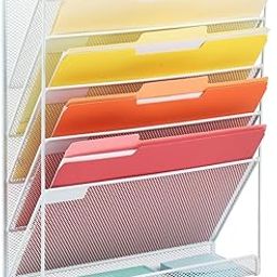 INDIAN DECOR 26505 Wall File Organizer, 5 Tier Hanging File Holder Wall Mount Mail Organizer Magazine Paper Rack Sorter for Home Office Organization, White-29