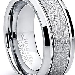 Moneekar Jewels Tungsten Carbide Men's Brushed Center Wedding Band Ring, Comfort Fit,8 mm (Amazon Exclusive)-image-46