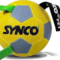 Synco Dog Football Yellow with Green Holding Loops | Dog Training Ball Large Breed | Pet Toy Ball | Dog Ball Dogs-image-27