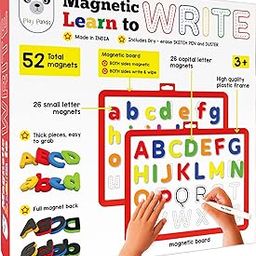 Play Panda Magnetic Learn to Write Capital & Small Letters - Includes Write & Wipe Magnetic Board (Both Sides Magnetic), 26 Capital Letter & 26 Small Letter Magnets, Dry Erase Sketch Pen and Duster-image-18
