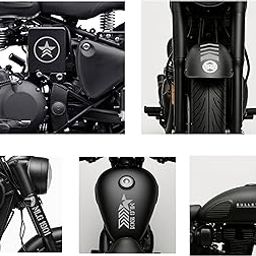 Stickloop Set of 5 Star Bike Stickers Compatible for Royal- Enfield Bike | Bullet Tank, Battery Box, Mudguard Combo Sticker Kit, Self Adhesive Decor (Grey)-3