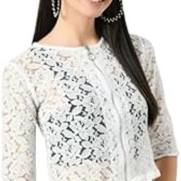 Women's Stylish Net Shrug Clousre Zipper Details-picture-6