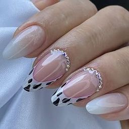 FWS Artificial Nails(Set Of 20)Press On Reusable Nails,FakeNails, BridalNails,Stick-On Nails,Manicure Art Set, Gel Stickers, Glue Extensions, Acrylics,Polygel False Nails,DesignerNails (Nude Glitter Shine Studded)-20
