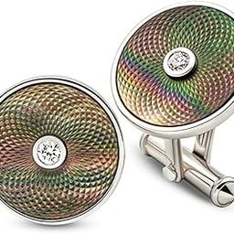 925 Sterling Silver Aurora Pearl (MOP) Cufflinks | Gift for Husband and Boyfriend | Cufflinks for Men & Boys | With Certificate of Authenticity and BIS Hallmark-image-20