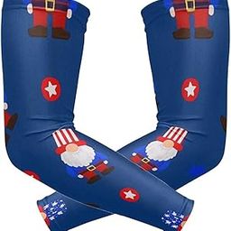 4th Of July Independence Day Red and Blue Dwarfs Arm Sleeves Youth 1 Pair UV Sun Protection Football Sleeves for Youth Basketball Golf-image-58