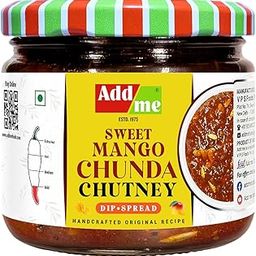Add me Sweet Mango Jeera Chutney chundo 350 gm khatti meethi Chutney Without Oil Chunda achar Pickle bhelpuri chatni Glass Pack-image-86