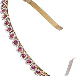 Gold Plated Brass Sun Flower Design Red Hairband For Women/Girls/Bride-picture-22