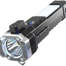 Shopeleven 8-in-1 Multi-Function Rechargeable LED Torch with 3W Mini Pocket Light, Long-Distance Beam, Car Rescue Hammer, Window Glass Breaker, and Seat Belt Cutter for Emergency Situations-19