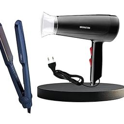 BRONXTON Limited Edition Styling Pack Combo (1800 W Dryer + Straightener (Black) Hair Styling Combo set-image-35