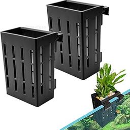 Premier Plants Black Adjustable Water Plant Holder Pot Cup for Aquarium Fish Tank Decoration and Aquascape Aquaponic Plant Growing Landscape Plants Cup Decoration Hanging Type (Pack of 2)-25