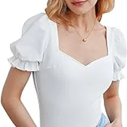 shasmi Women's & Girls' Solid Sweet Heart Neck Slim Fit Simplicity Tops (TOP 50)-picture-0