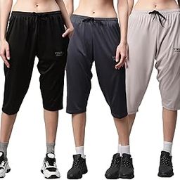 Dryfit Lycra Solid Capri for Women (Pack of 3)-Dryfit_D13_BLK_Gry_L.Gry_003-P-image-21
