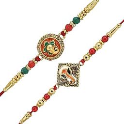Combo Pack of 2 Rakhis Red and Antique GaneshaSpritiul,Bhaiya, Bracelet,Designer Set With Pack of Roli-chawal n Rakshabandhan Greetings Card, Kids Rakhi-25053-image-41