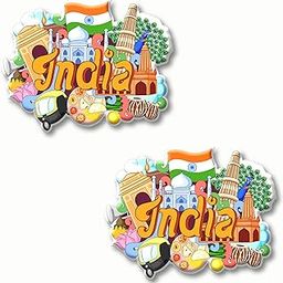India Country Theme Souvenir Wooden Fridge Magnet for Decoration (Pack of 2) | India Printed Stylish Decorative Refrigerator Magnet for Memories and Gift-image-31
