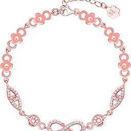 925 Silver Rose Gold Forever Infinity Love Bracelet, Adjustable | Gifts for Women and Girls | With Certificate of Authenticity and 925 Stamp | 6 Months Warranty-44