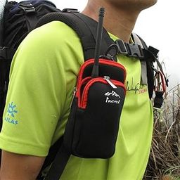 HEAVENGLOW Neoprene Dual Zip Pocket Pouch Phone Bag Case for Hiking Climbing L Black-picture-17