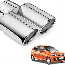 Asryd Dual Silencer Exhaust Tip Pipe Rustproof Stainless Steel Muffler Tail End Outlet 1Pcs For Maruti Suzuki Alto K10, Silver-image-80