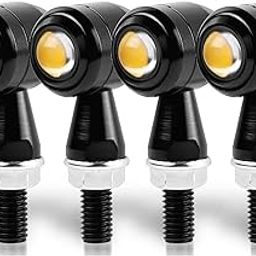 Ramanta Bike Indicator Light Aluminum Bullet Shape/Jet Indicator for Bike Turn Signal Lights Motorcycle LED Blinkers Small Front Rear Indicator Compatible with Motorbike (Set of 4, Amber)-19