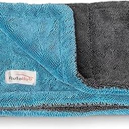 Auto Hub Microfiber Cloth for Car, Dual Sided Car Cleaning Cloth, Twisted Loop - Edgeless - Thick Plush Microfiber Cloth, Lint-Free for Quick Drying, 1200 GSM (60cm x 40cm) 1pc, Color: Grey-Blue-10