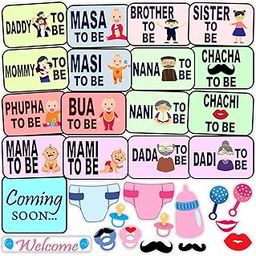 SYGA Set of 24 Baby Shower Party Photo Booth Props Craft Item, Multi Colour (Set of 24)-image-33