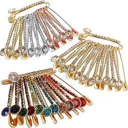 FASHIONS Golden Crystal Stone Sarees Brooch Coat Dress Gown Shawl Bridal Safety saree pins for Women Girls-4