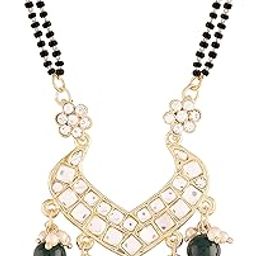 18k Gold Plated Traditional Pearl Beads Studded Pendant with Black Bead Chain Mangalsutra for Women (D084)-image-60