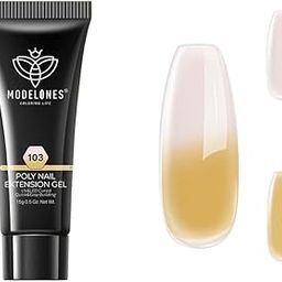 MODELONES 15ml Poly Nail Gel Builder Nail Extension Gel Enhancement Nail Thickening Acrylic Extension nail polish gel Color Change Poly Nail Gel - Fantastic Lemon 103-image-99