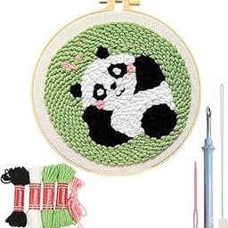 PATPAT® DIY Punch Needle Art Kit Cute Panda Beach Punch Needle Art Craft Kit for Beginners, with Embroidery Punch Needles, 7.8 inches Round Embroidery Hoop, DIY Art Gift Children's Day Art Gift.-image-75