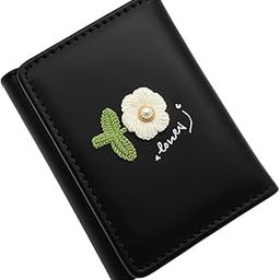 Cute Small Trifold Wallets for Teen Girl Women PU Leather Trifold Small Wallet Cash Pocket 3D Art Design Coin Purse Holder with ID Window for Girls Women (Black)-image-50