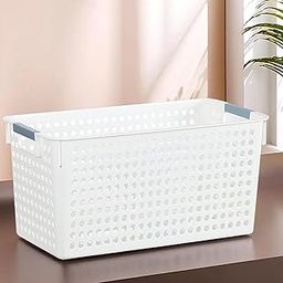 Kuber Industries Shelf Baskets 25.5 cm Height | Plastic Storage Basket for Kitchen Fruits Vegetables Toys | Multipurpose Utlility | Attractive Design | White-image-93