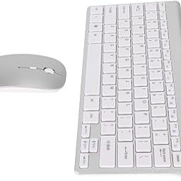 Ubervia Wireless Keyboard Mouse Kit, Silent Button Beautiful Compact Wireless Key Mouse Set LED Indicator for Office (Silver)-image-51