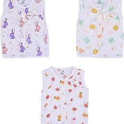 CHICK N ZERO 100% Muslin White Printed Bow Frocks for Babies - Sleeveless, Soft Cotton Frock for New Born Baby, Regular Wear, Muslin Front Open Dress for Baby Girls-picture-17