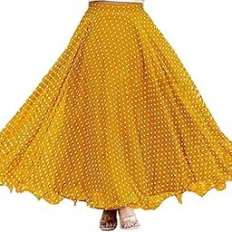 Women's Polka Dot Georgette Ethnic Maxi Skirt, High Waist, Flared, Elegant Design-image-72