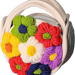 Cute Floral Kids Sling Bag – Handmade Round Crossbody Purse with Colorful Wool Flowers – Soft White Jute Shoulder Bag for Girls & Toddlers-image-47